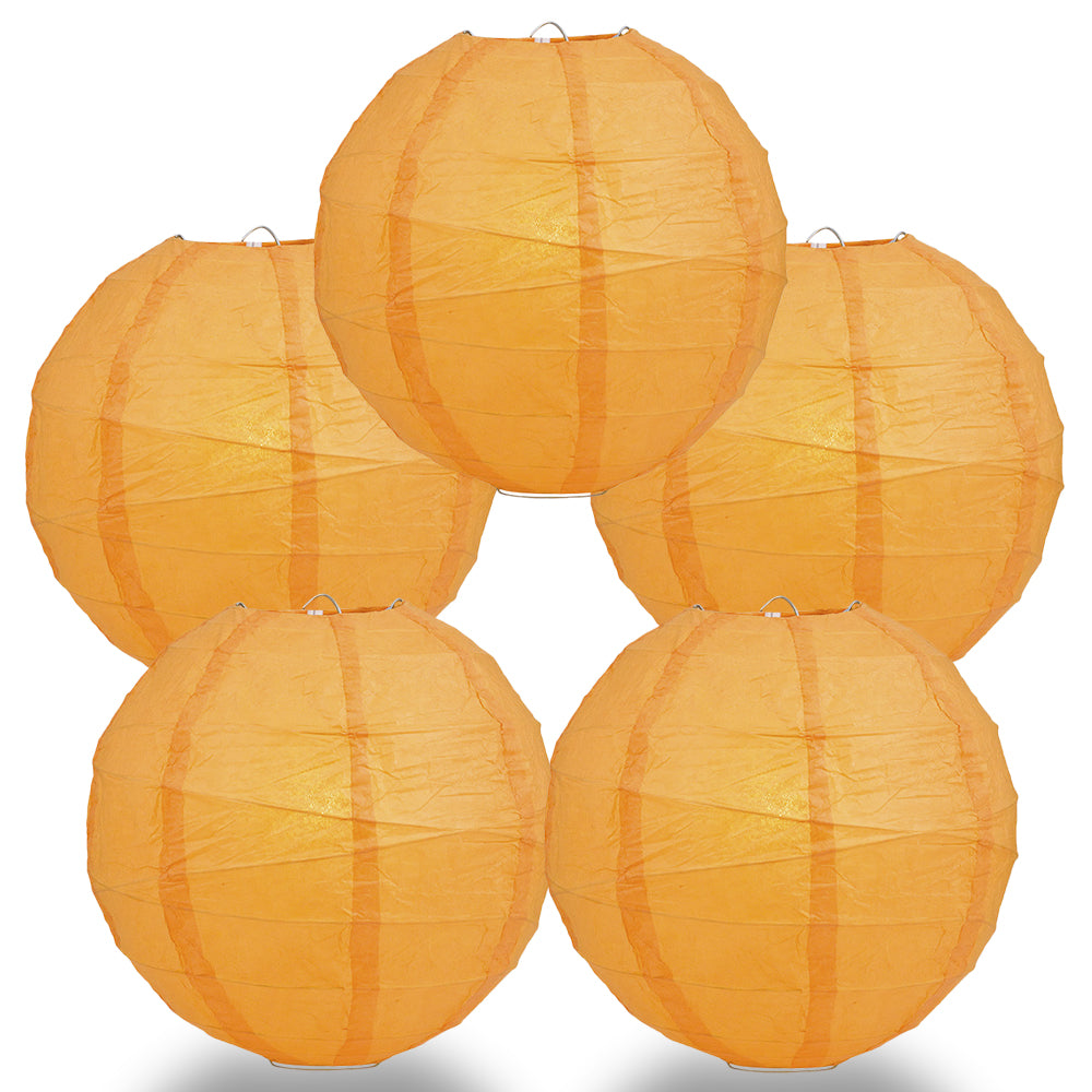 5 PACK | 12"  Orange Crisscross Ribbing, Hanging Paper Lanterns - PaperLanternStore.com - Paper Lanterns, Decor, Party Lights & More