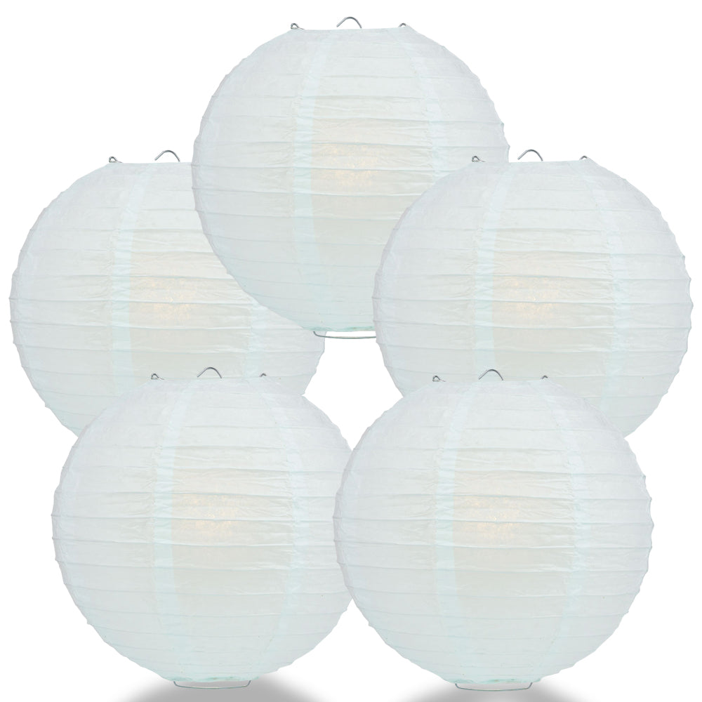 5 PACK | 12&quot; Arctic Spa Blue Even Ribbing Round Paper Lanterns - PaperLanternStore.com - Paper Lanterns, Decor, Party Lights &amp; More
