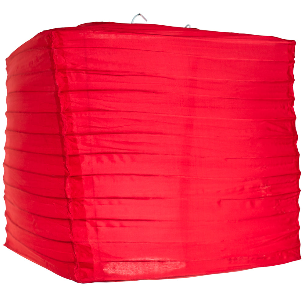 12" Red Shimmering Nylon Square Lantern - PaperLanternStore.com - Paper Lanterns, Decor, Party Lights & More
