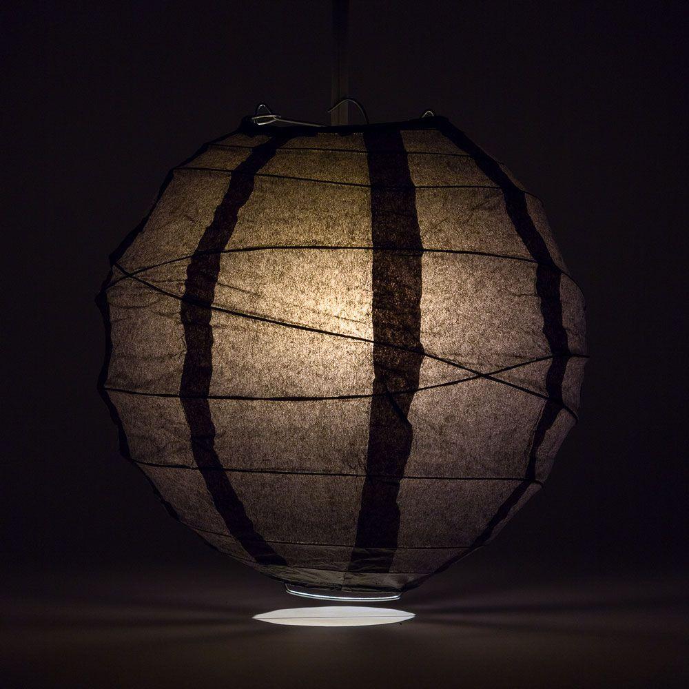 5 PACK | 12&quot;  Black Crisscross Ribbing, Hanging Paper Lanterns