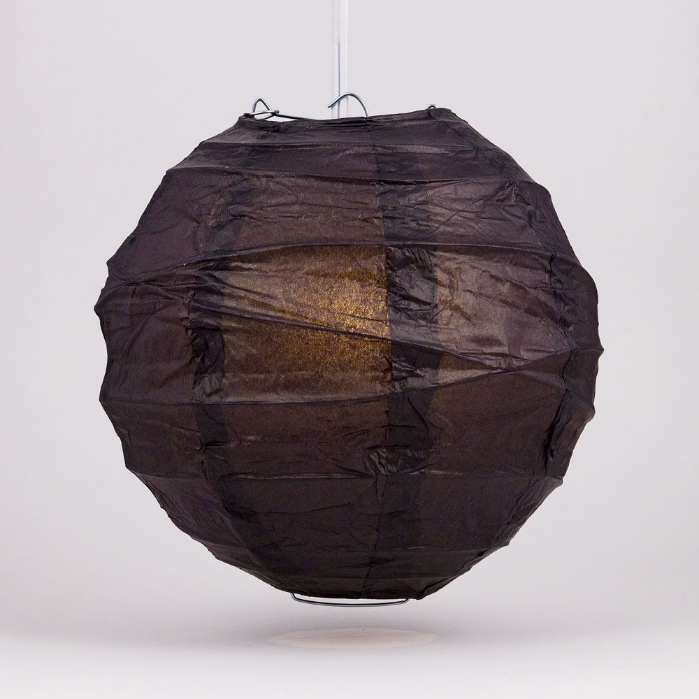 10" Black Round Paper Lantern, Crisscross Ribbing, Chinese Hanging Wedding & Party Decoration - PaperLanternStore.com - Paper Lanterns, Decor, Party Lights & More