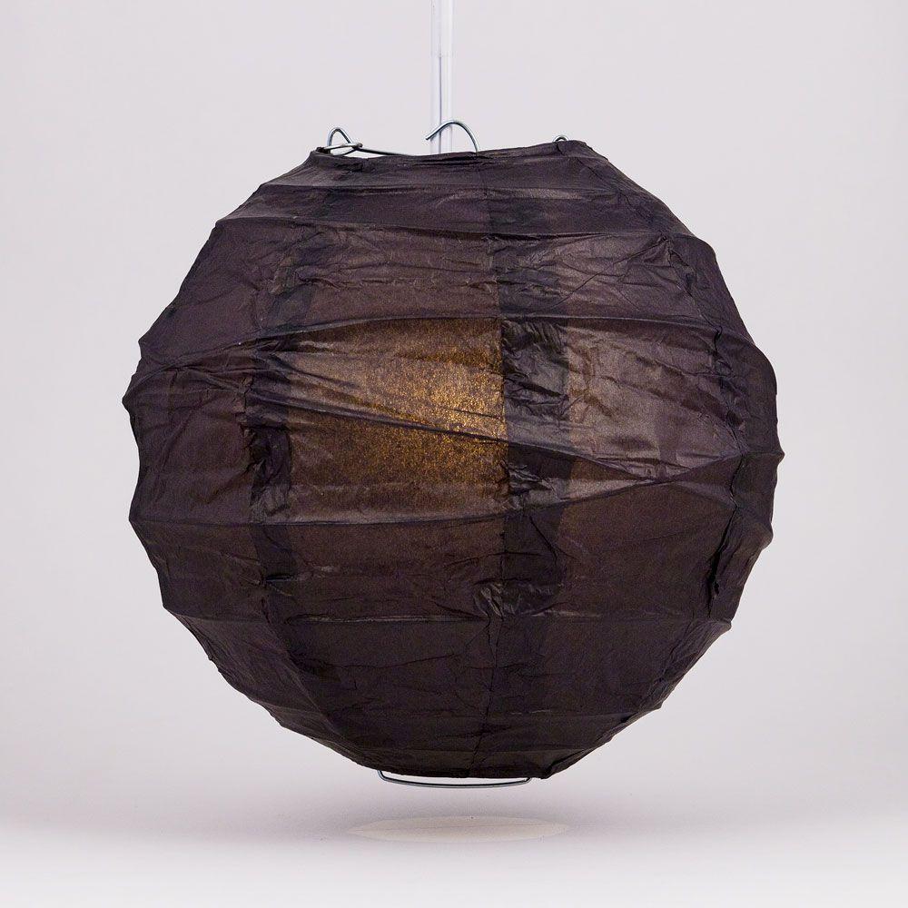 BULK PACK (12) 20&quot; Black Round Paper Lantern, Crisscross Ribbing, Chinese Hanging Wedding &amp; Party Decoration