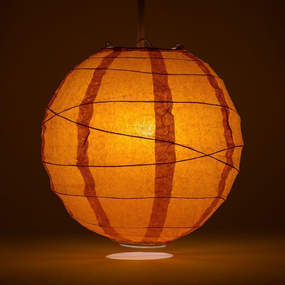 BULK PACK (5) 24&quot; Persimmon Orange Round Paper Lantern, Crisscross Ribbing, Chinese Hanging Wedding &amp; Party Decoration