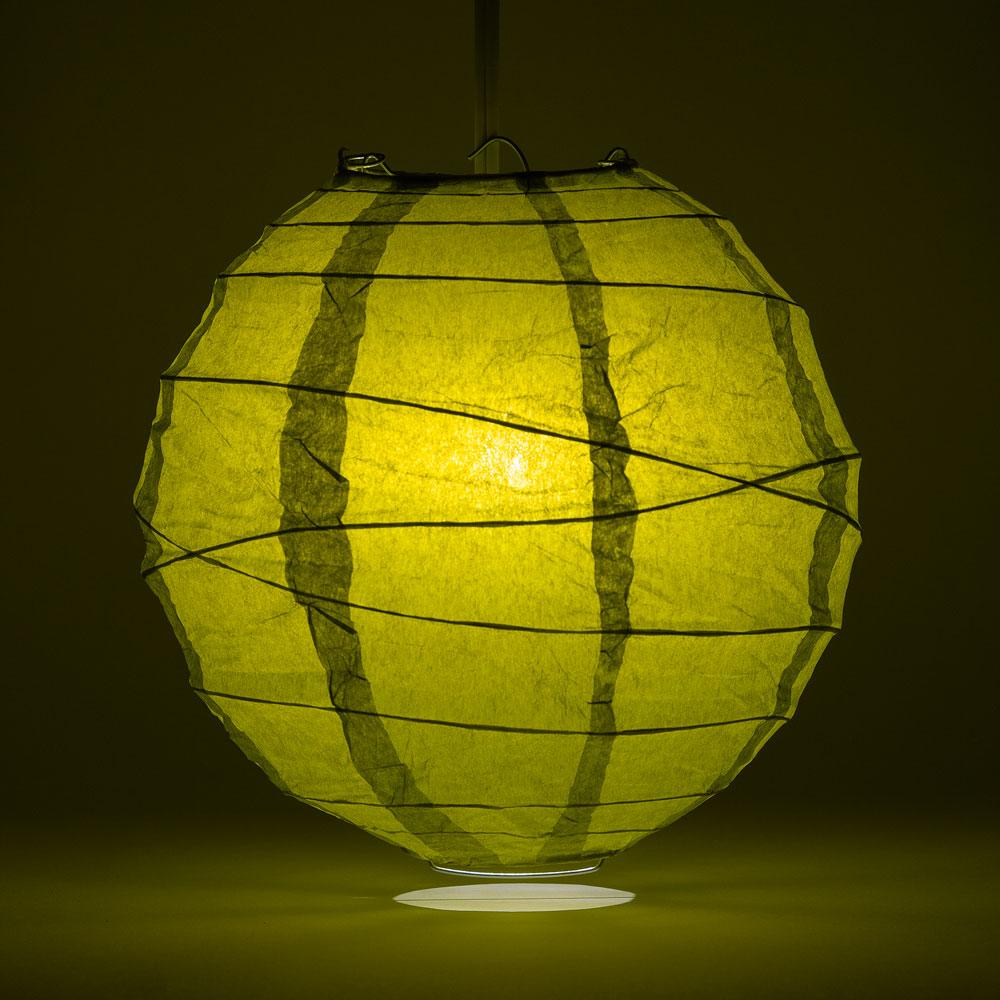 BLOWOUT 5-PACK 24&quot; Chartreuse Yellow Green Round Paper Lantern, Crisscross Ribbing, Hanging