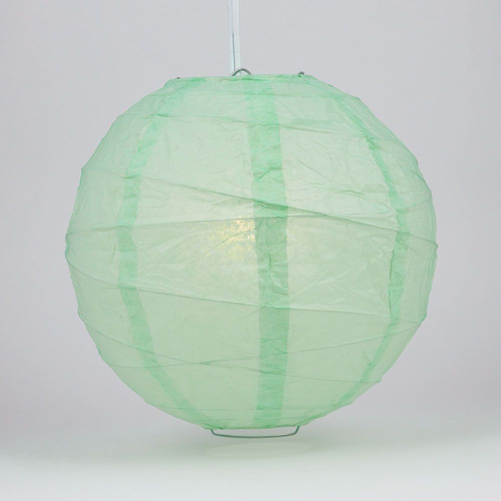 12&quot; Cool Mint Green Round Paper Lantern, Crisscross Ribbing, Chinese Hanging Wedding &amp; Party Decoration - PaperLanternStore.com - Paper Lanterns, Decor, Party Lights &amp; More