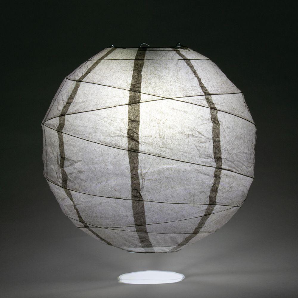 BULK PACK (5) 8" Driftwood Grey Round Paper Lantern, Crisscross Ribbing, Hanging Decoration - PaperLanternStore.com - Paper Lanterns, Decor, Party Lights & More