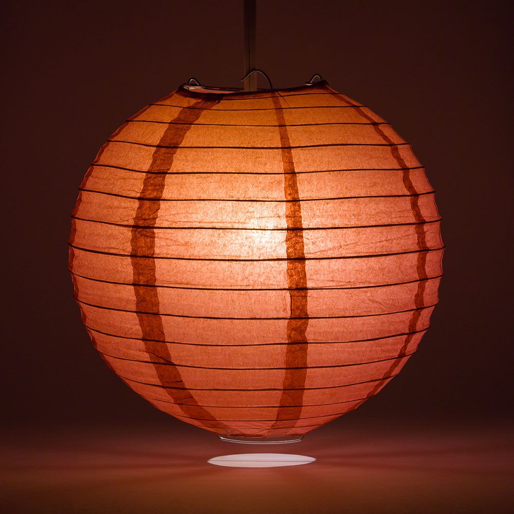 24" Marsala / Burgundy Wine Round Paper Lantern, Even Ribbing, Chinese Hanging Wedding & Party Decoration - PaperLanternStore.com - Paper Lanterns, Decor, Party Lights & More