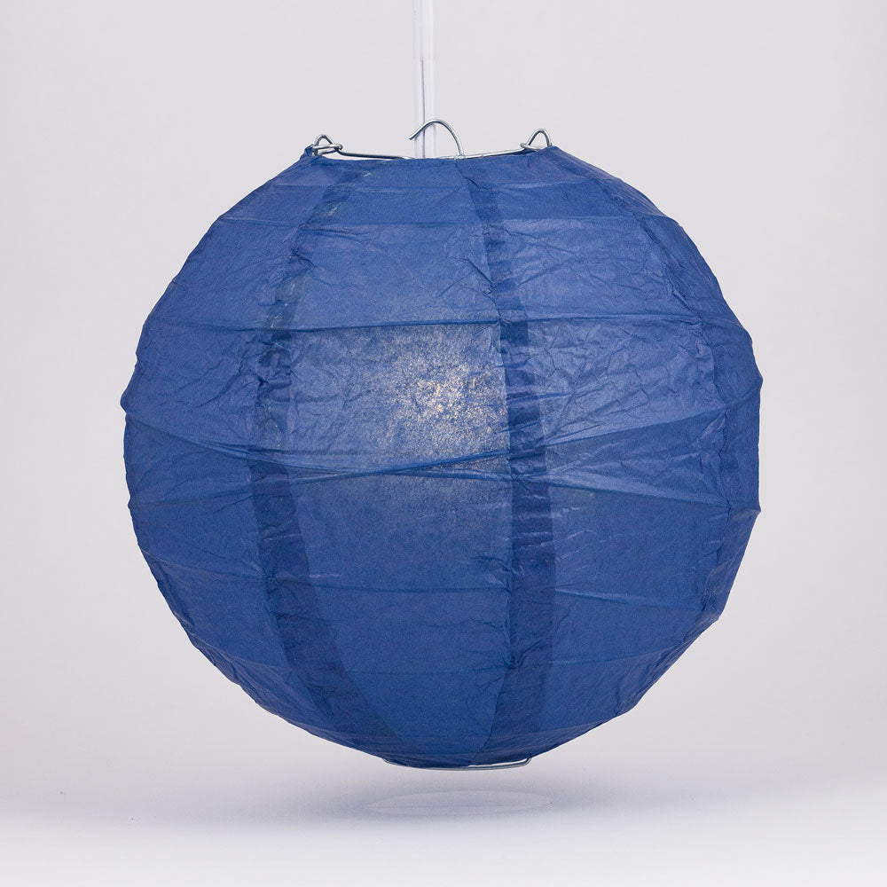 14&quot; Navy Blue Round Paper Lantern, Crisscross Ribbing, Chinese Hanging Wedding &amp; Party Decoration - PaperLanternStore.com - Paper Lanterns, Decor, Party Lights &amp; More