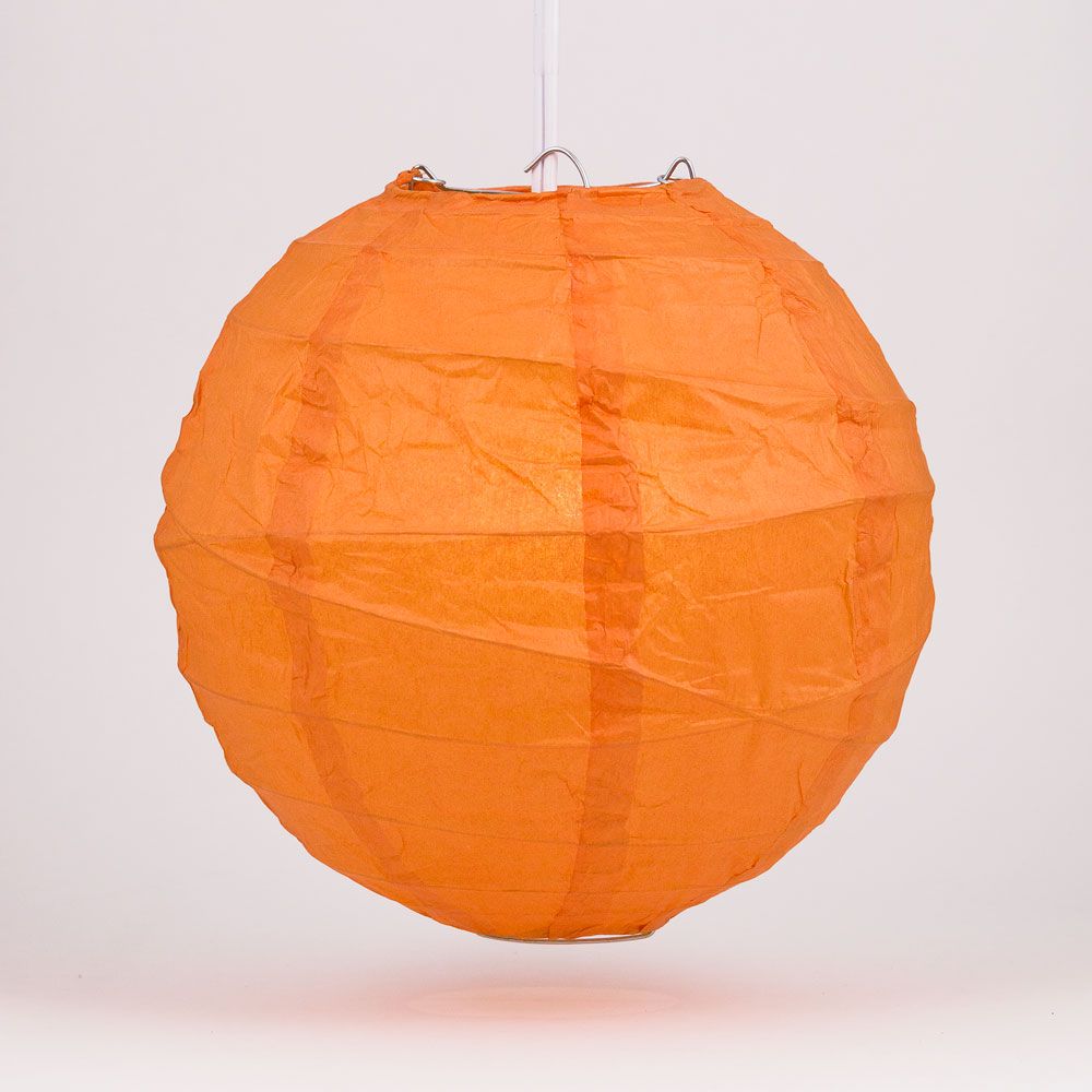 12&quot; Persimmon Orange Round Paper Lantern, Crisscross Ribbing, Chinese Hanging Wedding &amp; Party Decoration - PaperLanternStore.com - Paper Lanterns, Decor, Party Lights &amp; More