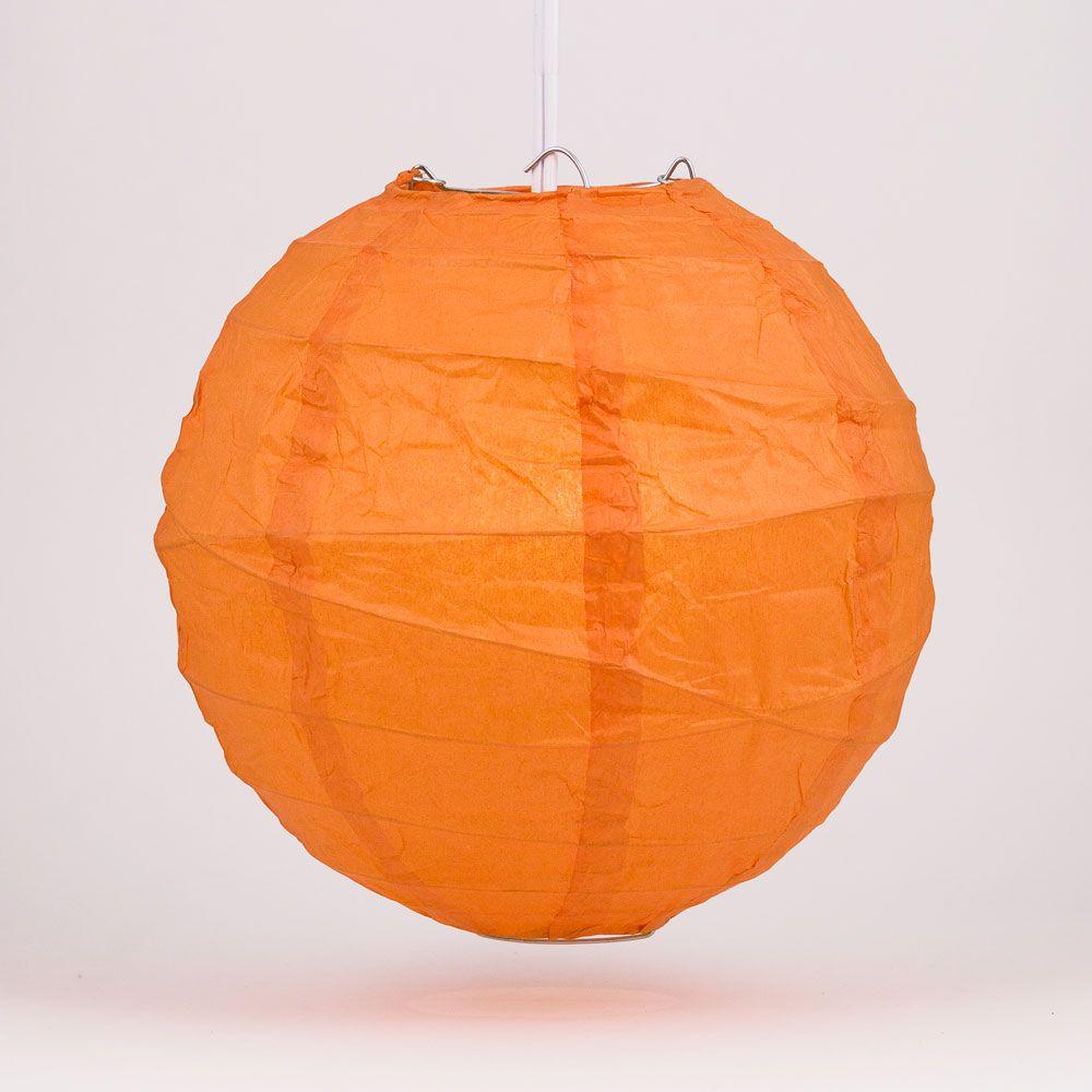 BULK PACK (12) 16&quot; Persimmon Orange Round Paper Lantern, Crisscross Ribbing, Chinese Hanging Wedding &amp; Party Decoration