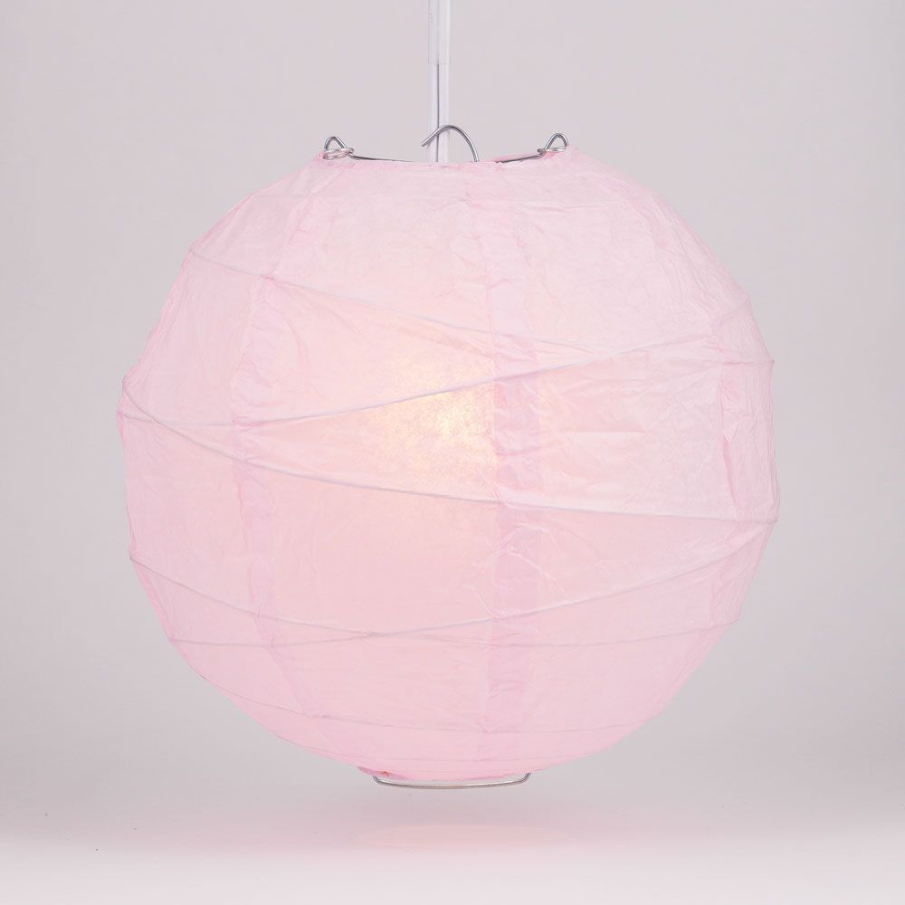 16&quot; Pink Round Paper Lantern, Crisscross Ribbing, Chinese Hanging Wedding &amp; Party Decoration - PaperLanternStore.com - Paper Lanterns, Decor, Party Lights &amp; More