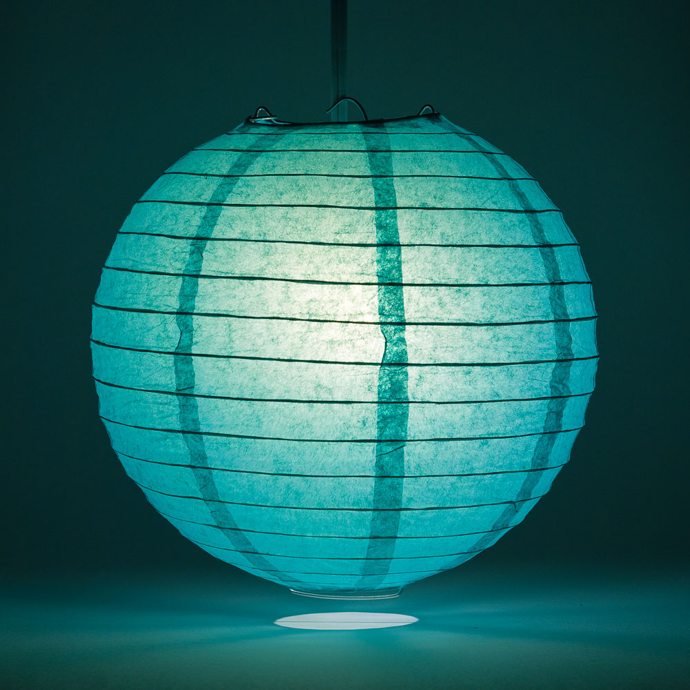 36" Teal Green Jumbo Round Paper Lantern, Even Ribbing, Chinese Hanging Wedding & Party Decoration - PaperLanternStore.com - Paper Lanterns, Decor, Party Lights & More