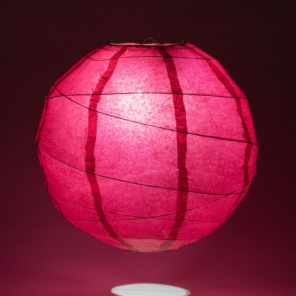 24&quot; Velvet Red Round Paper Lantern, Crisscross Ribbing, Chinese Hanging Wedding &amp; Party Decoration - PaperLanternStore.com - Paper Lanterns, Decor, Party Lights &amp; More