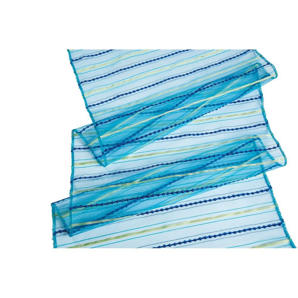 Cobalt Blue Organza Stripe Table Runner - PaperLanternStore.com - Paper Lanterns, Decor, Party Lights &amp; More