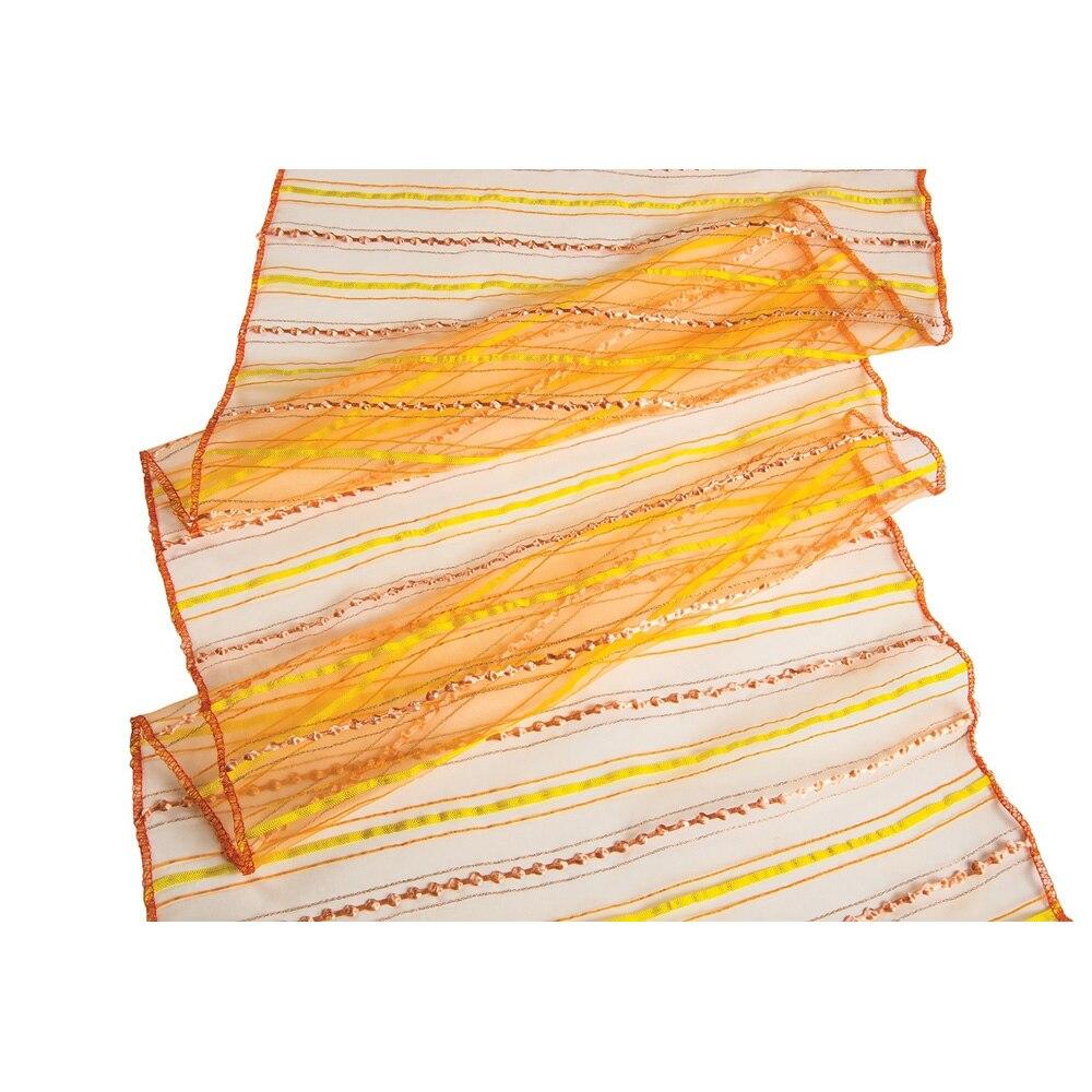 Mango Orange Cobalt Blue Organza Stripe Table Runner - PaperLanternStore.com - Paper Lanterns, Decor, Party Lights & More