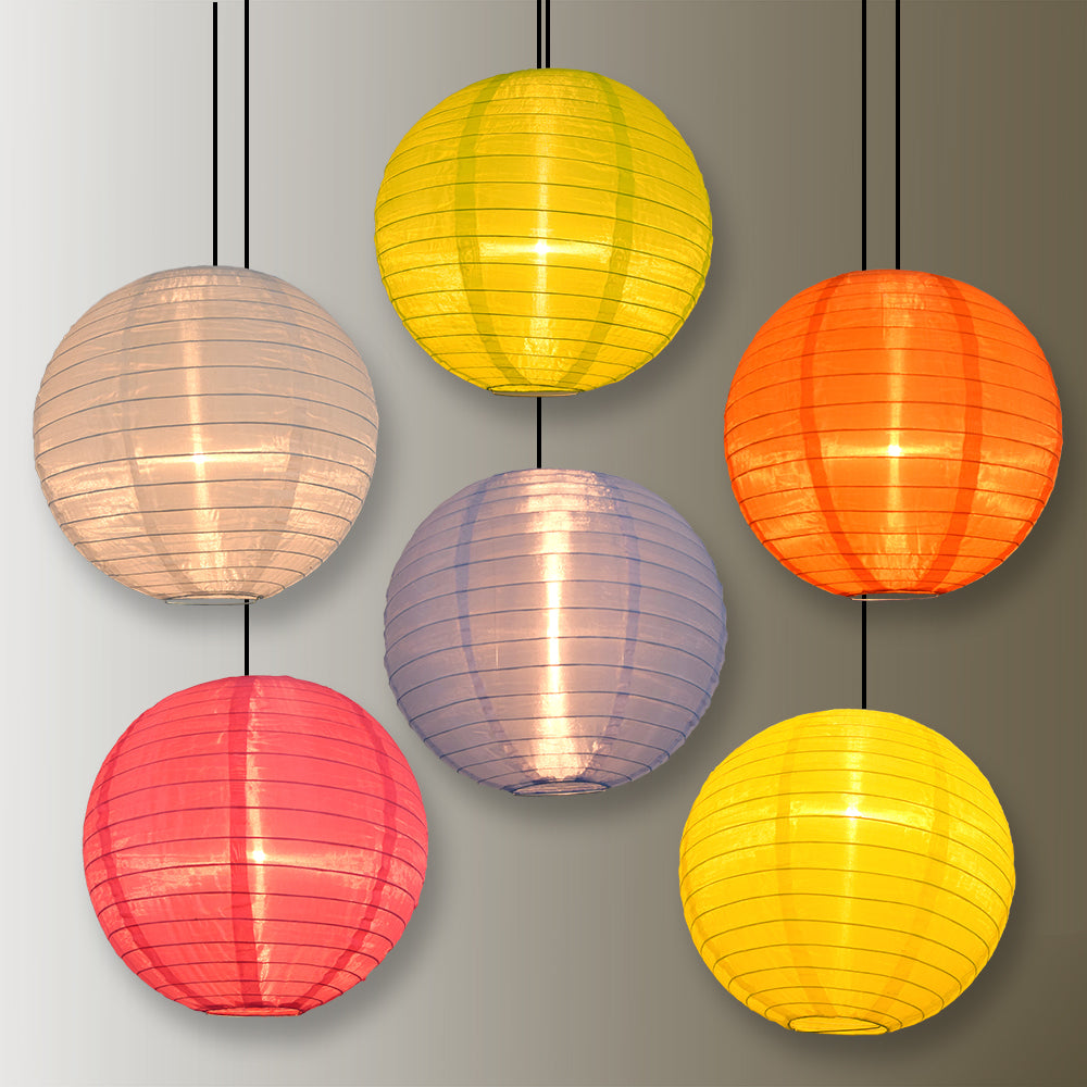 6 Pack | Nylon Lanterns Multicolor Party Pack - Hanging Decorations for Homes, Parties and Weddings