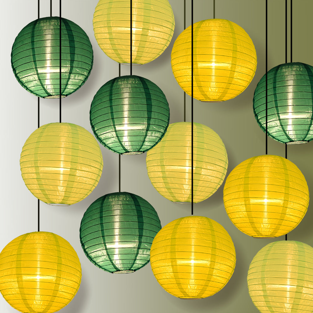 12-Pack of Multicolor Green Nylon Lanterns Party Pack