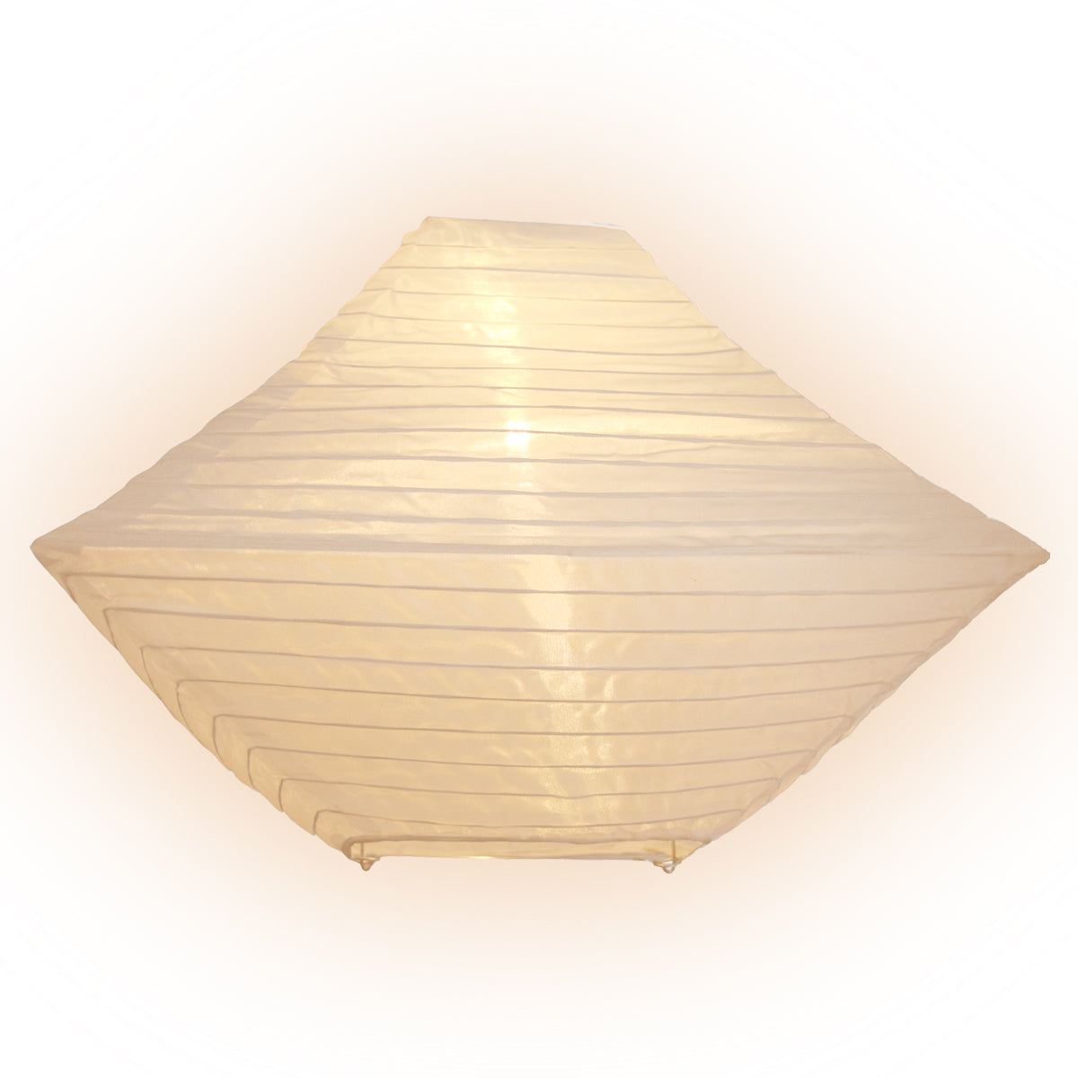 14" White Pagoda Unique Shaped Shimmering Nylon Lantern
