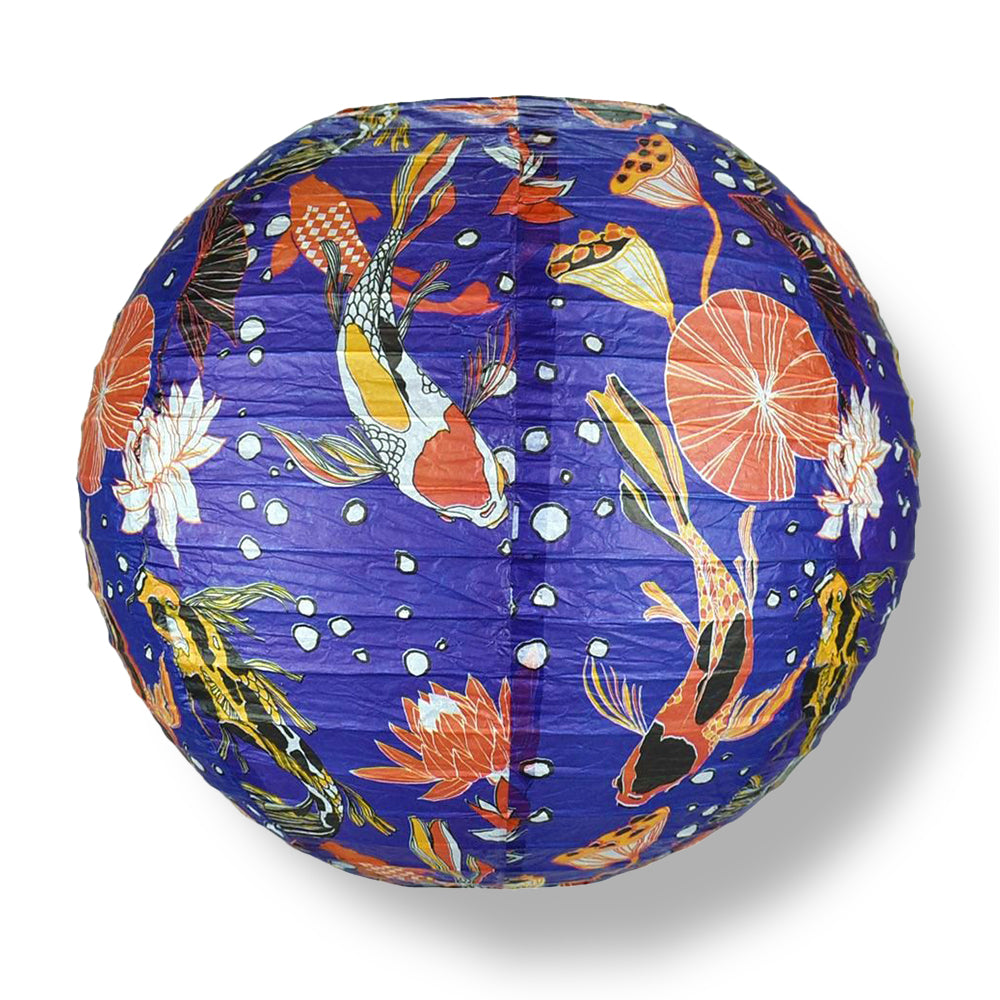 14 Inch Midnight Koi Fish Pond Premium Paper Lantern - PaperLanternStore.com - Paper Lanterns, Decor, Party Lights &amp; More