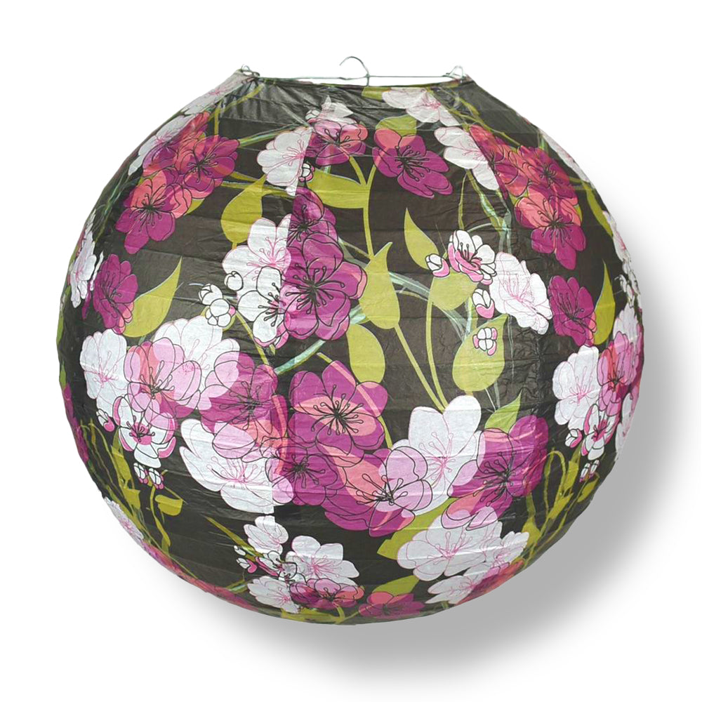 14 Inch Midnight Summer Cherry Blossom Premium Paper Lantern - PaperLanternStore.com - Paper Lanterns, Decor, Party Lights & More
