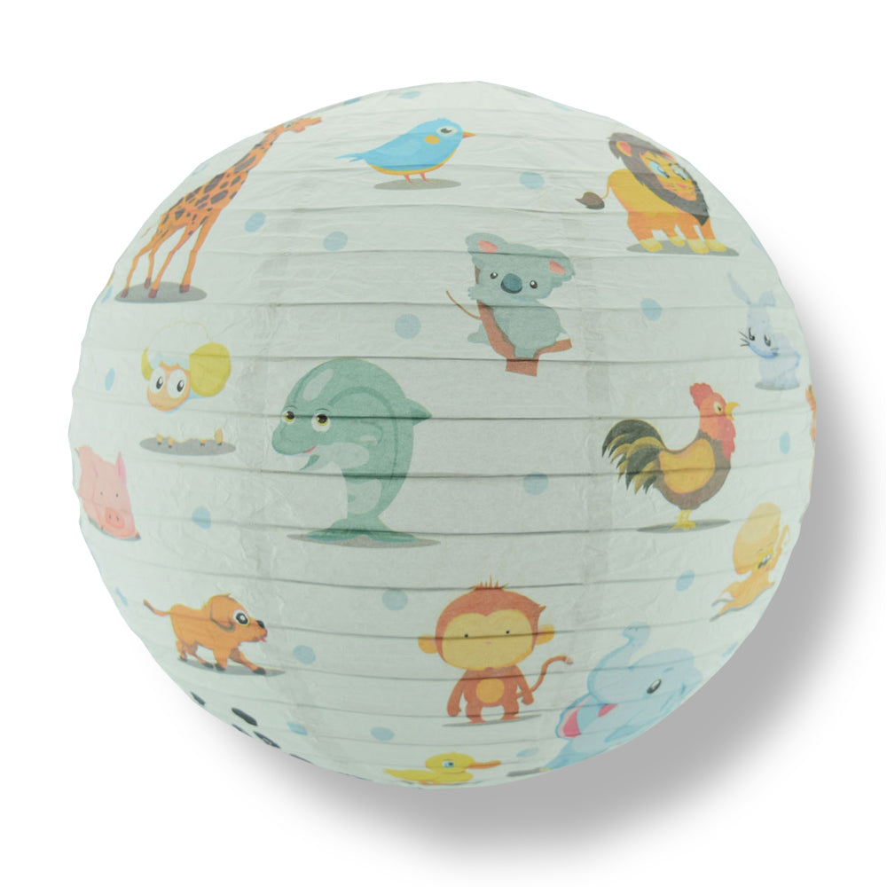 14" Artisan Print Cute Animal Parade Paper Lantern, Design by Esper - PaperLanternStore.com - Paper Lanterns, Decor, Party Lights & More