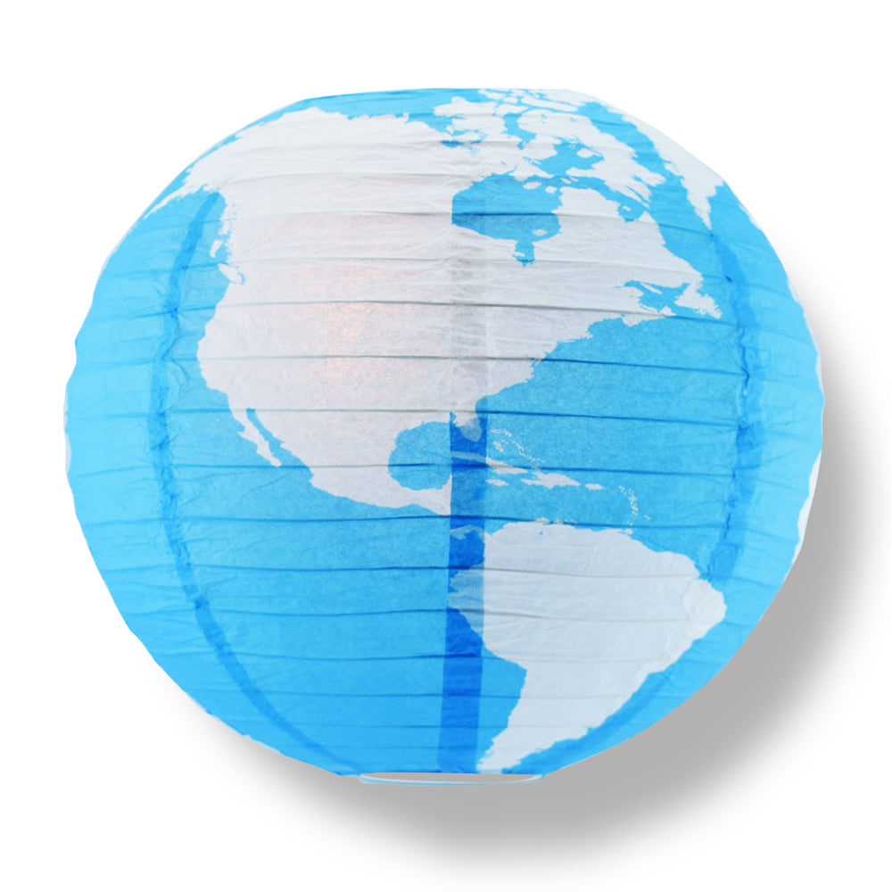 14" Greater Detailed World Earth Globe Paper Lantern Hanging Classroom & Party Decoration - PaperLanternStore.com - Paper Lanterns, Decor, Party Lights & More