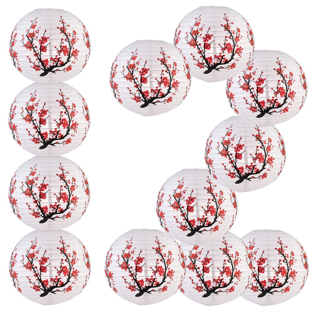 12 PACK | 14" Japanese Plum Tree Paper Lantern - PaperLanternStore.com - Paper Lanterns, Decor, Party Lights & More