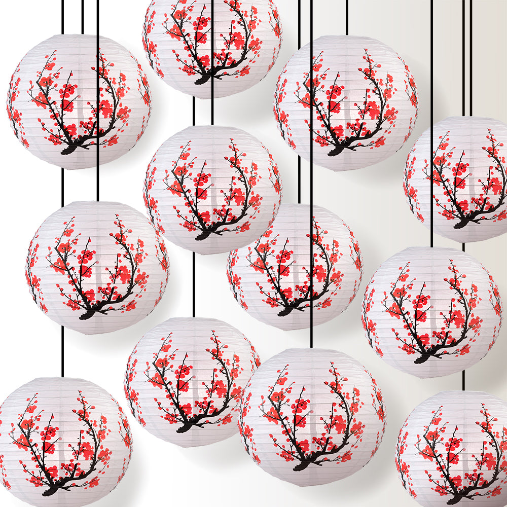 12 PACK | 14" Japanese Plum Tree Paper Lantern - PaperLanternStore.com - Paper Lanterns, Decor, Party Lights & More