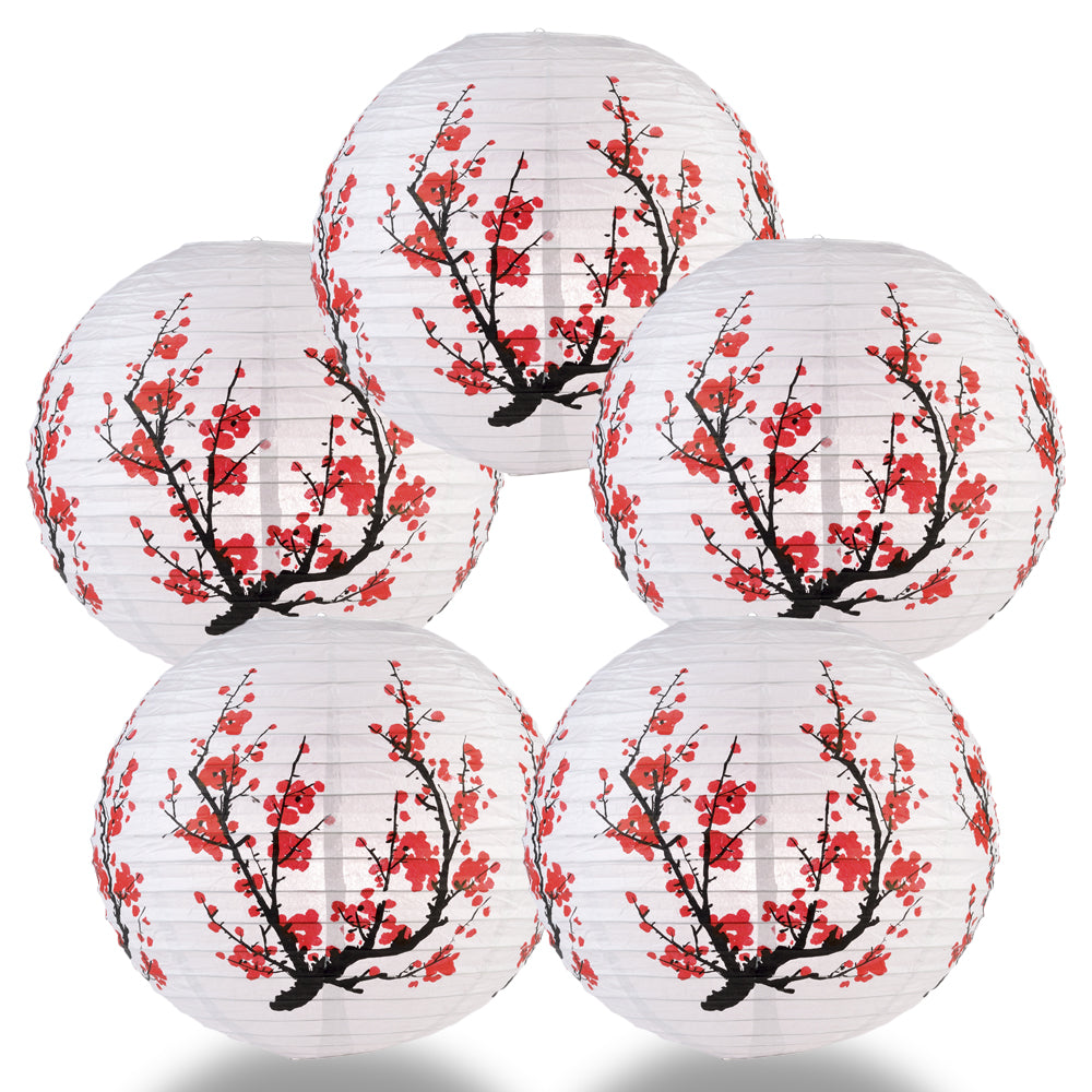 5 PACK | 14" Japanese Plum Tree Paper Lantern - PaperLanternStore.com - Paper Lanterns, Decor, Party Lights & More