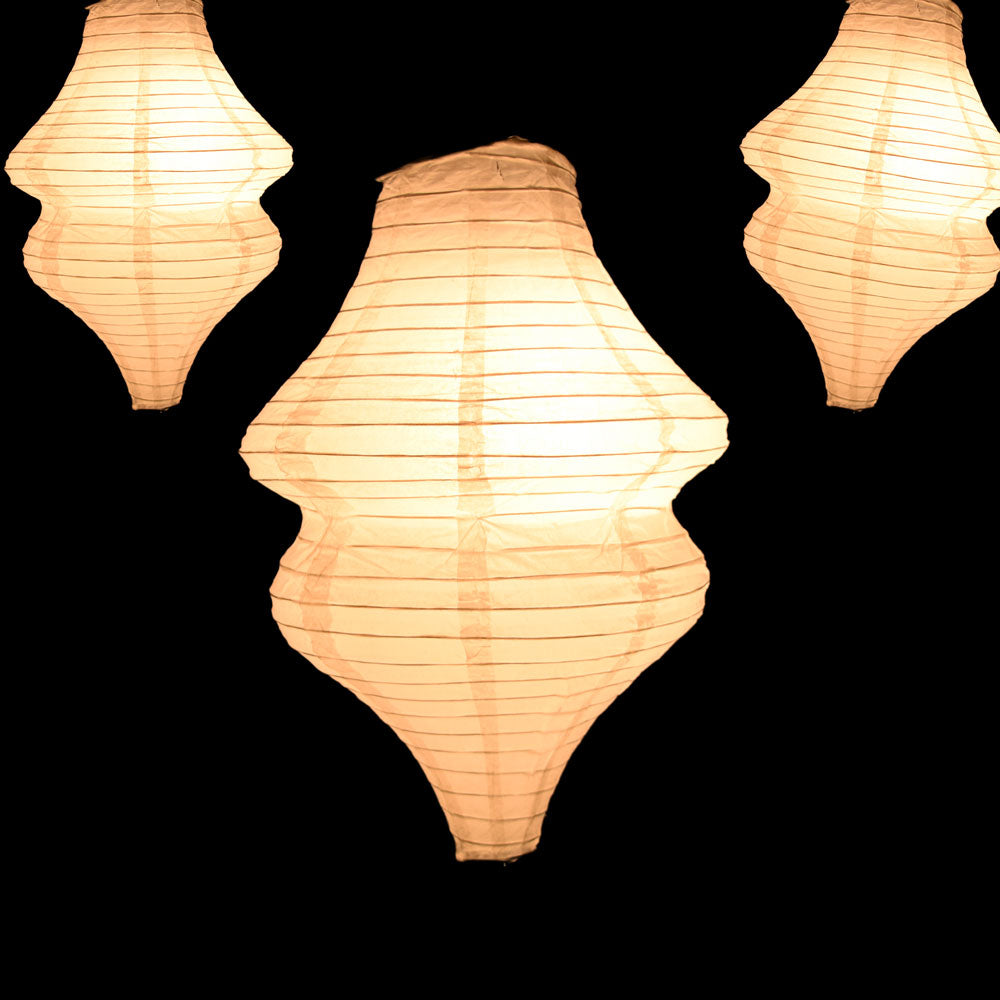 Beige / Ivory Beehive Unique Shaped Paper Lantern, 10-inch x 14-inch - PaperLanternStore.com - Paper Lanterns, Decor, Party Lights & More