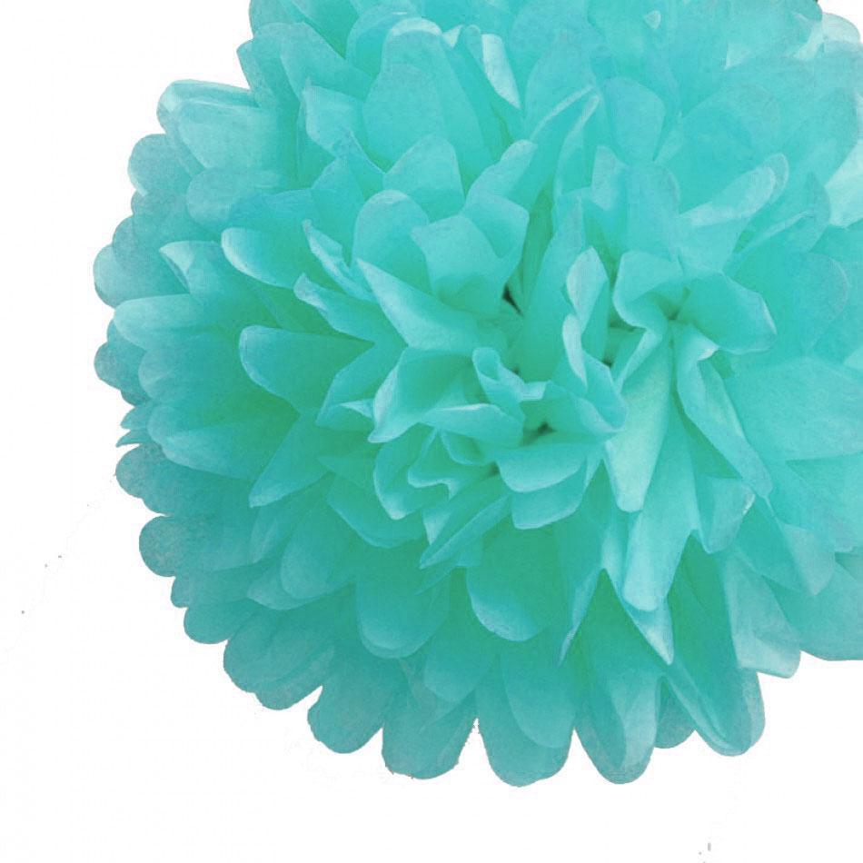 Quasimoon EZ-Fluff 16 inch Arctic Spa Blue Tissue Paper Pom Poms Flowers Balls, Hanging Decorations (4 Pack) by PaperLanternStore