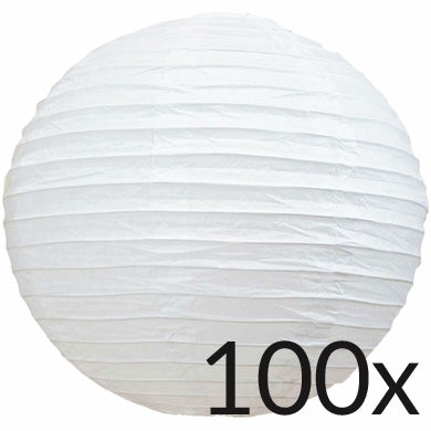 BULK PACK (100) 16&quot; White Round Even Ribbing Paper Lantern - PaperLanternStore.com - Paper Lanterns, Decor, Party Lights &amp; More
