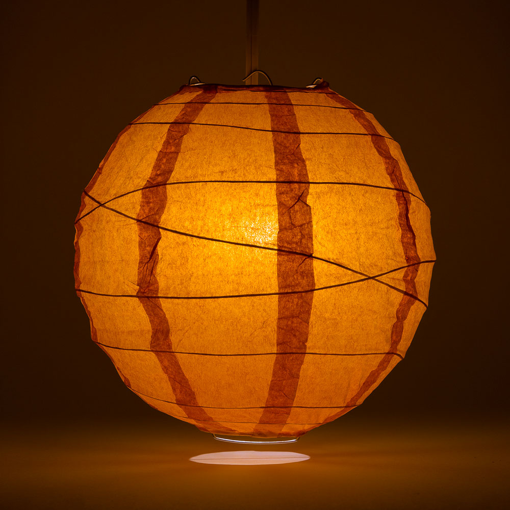 24" Persimmon Orange Round Paper Lantern, Crisscross Ribbing, Chinese Hanging Wedding & Party Decoration - PaperLanternStore.com - Paper Lanterns, Decor, Party Lights & More