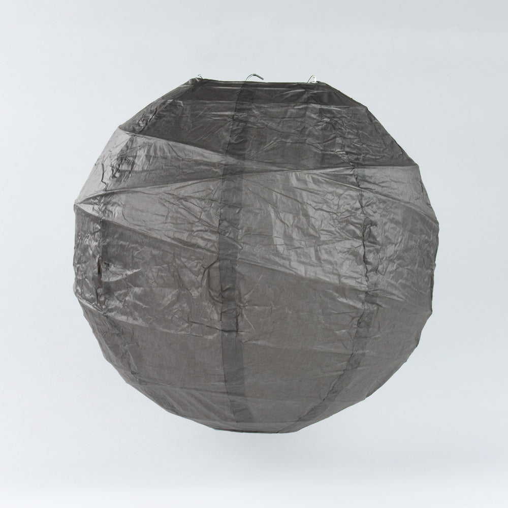 16&quot; Driftwood Grey Round Paper Lantern, Crisscross Ribbing, Hanging Decoration - PaperLanternStore.com - Paper Lanterns, Decor, Party Lights &amp; More