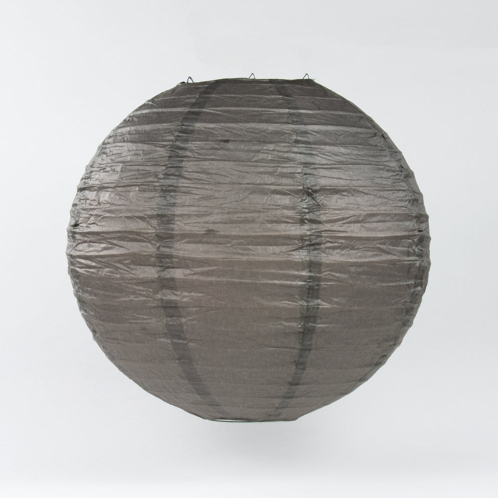 16" Driftwood Grey Round Paper Lantern, Even Ribbing, Hanging Decoration - PaperLanternStore.com - Paper Lanterns, Decor, Party Lights & More