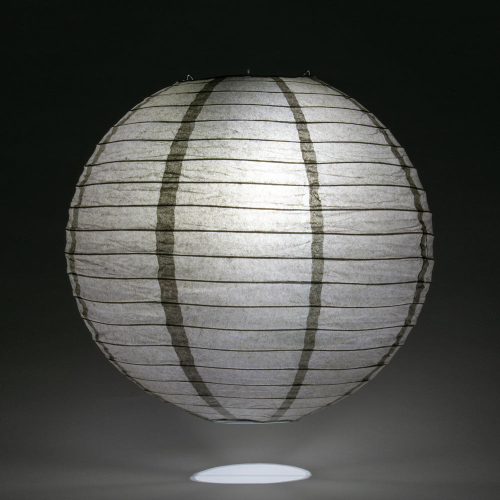 16" Driftwood Grey Round Paper Lantern, Even Ribbing, Hanging Decoration - PaperLanternStore.com - Paper Lanterns, Decor, Party Lights & More