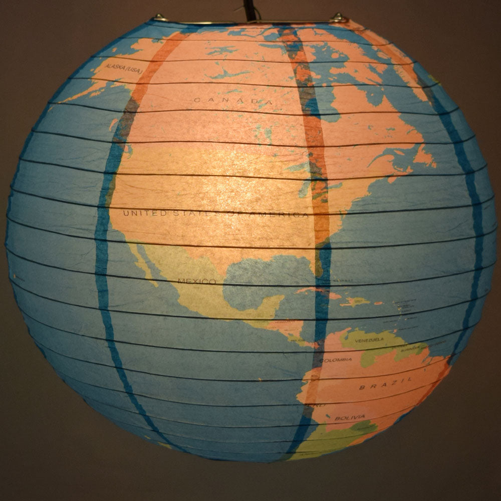 12 Pack | 14&quot; Geographical World Map Earth Globe Paper Lantern Hanging Classroom &amp; Party Decoration - PaperLanternStore.com - Paper Lanterns, Decor, Party Lights &amp; More