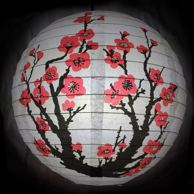 14 Inch Japanese Plum Tree Paper Lantern - Luna Bazaar | Boho &amp; Vintage Style Decor