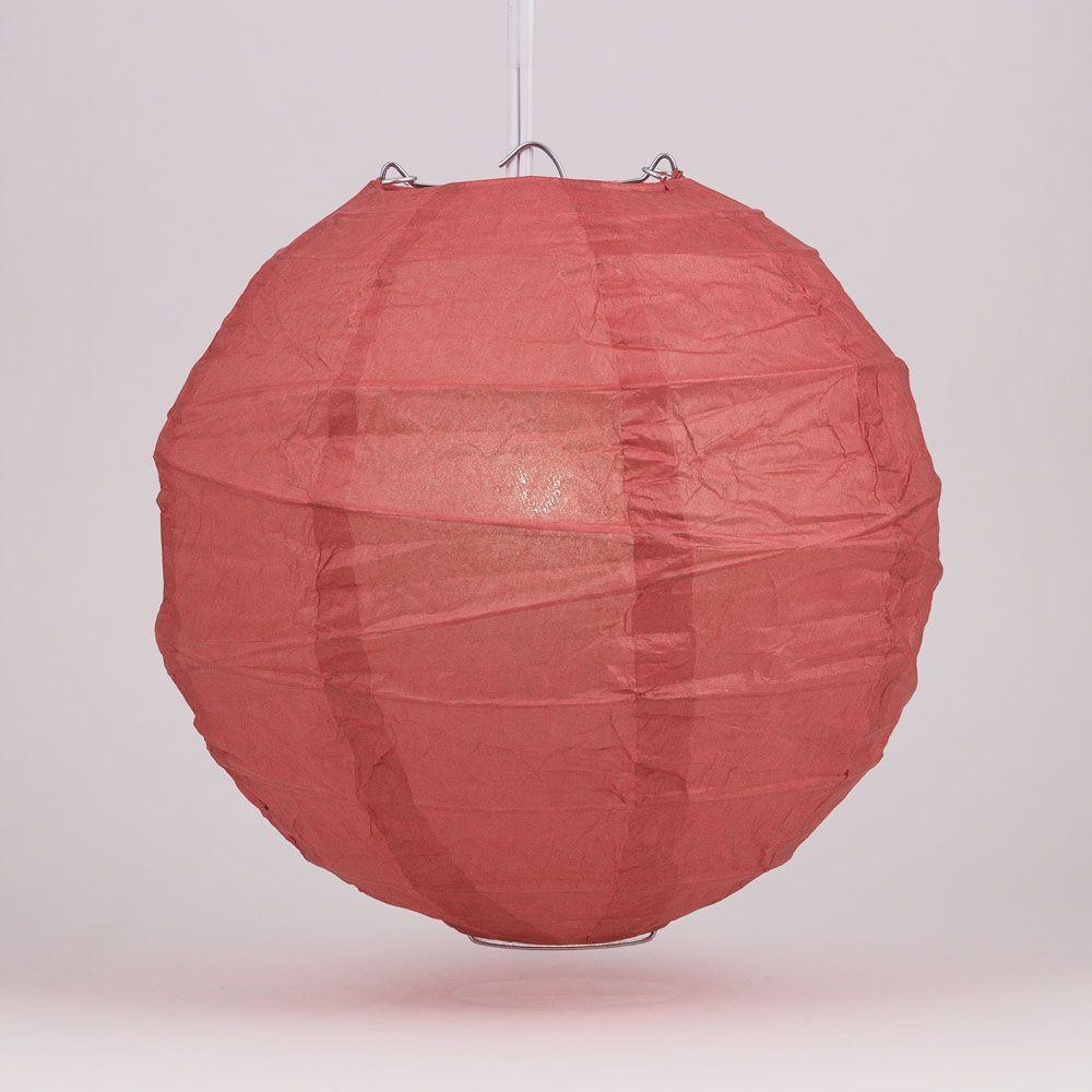 BULK PACK (12) 20&quot; Marsala / Burgundy Wine Round Paper Lantern, Crisscross Ribbing, Chinese Hanging Wedding &amp; Party Decoration
