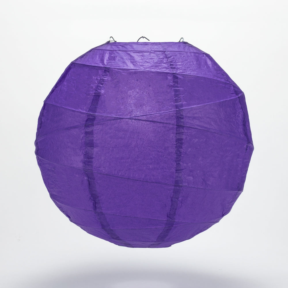 16&quot; Plum Purple Round Paper Lantern, Crisscross Ribbing, Hanging Decoration - PaperLanternStore.com - Paper Lanterns, Decor, Party Lights &amp; More