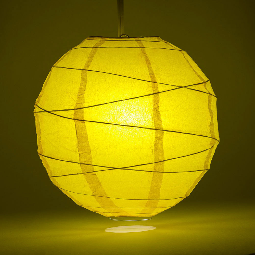 16" Yellow Round Paper Lantern, Crisscross Ribbing, Chinese Hanging Wedding & Party Decoration - PaperLanternStore.com - Paper Lanterns, Decor, Party Lights & More