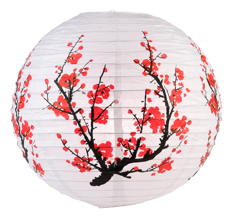 16" Japanese Plum Tree II Paper Lantern - PaperLanternStore.com - Paper Lanterns, Decor, Party Lights & More