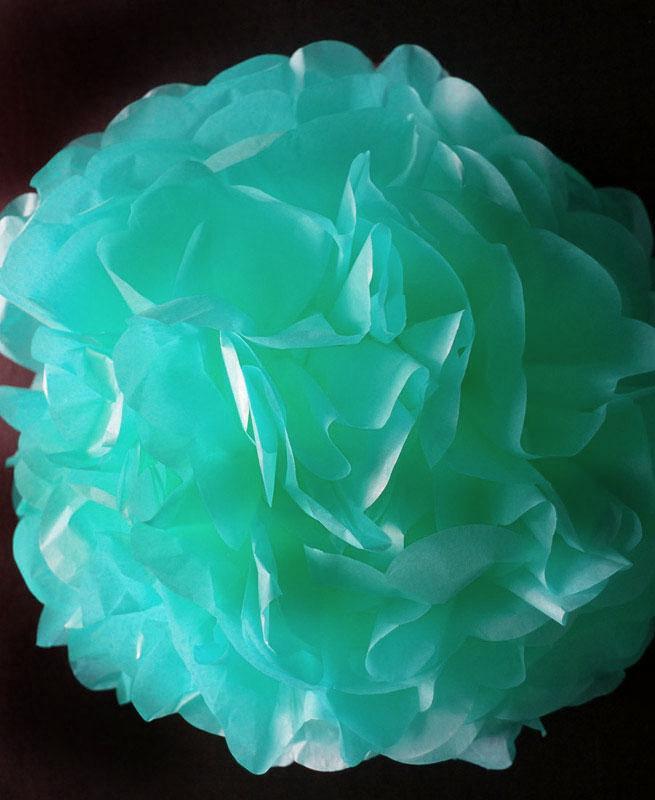 EZ-Fluff 20&quot; Arctic Spa Blue Tissue Paper Pom Poms Flowers Balls, Hanging Decorations (4 PACK) - PaperLanternStore.com - Paper Lanterns, Decor, Party Lights &amp; More