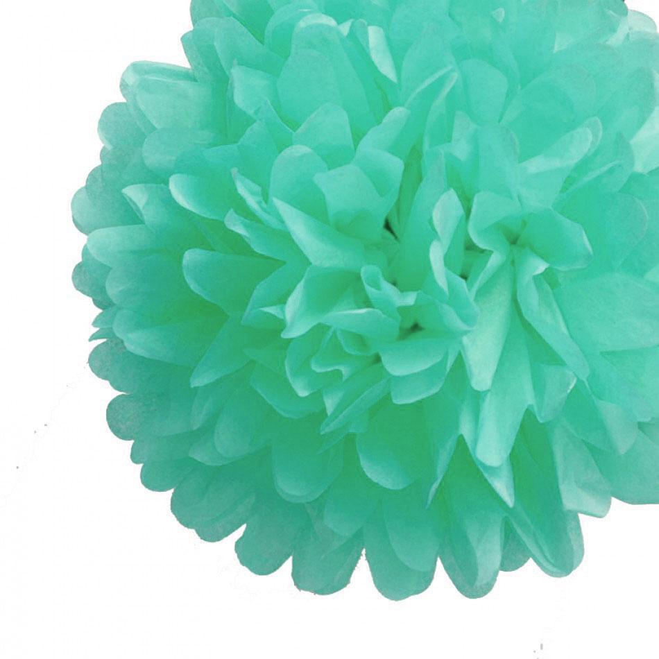 EZ-Fluff 20&quot; Arctic Spa Blue Tissue Paper Pom Poms Flowers Balls, Hanging Decorations (4 PACK) - PaperLanternStore.com - Paper Lanterns, Decor, Party Lights &amp; More