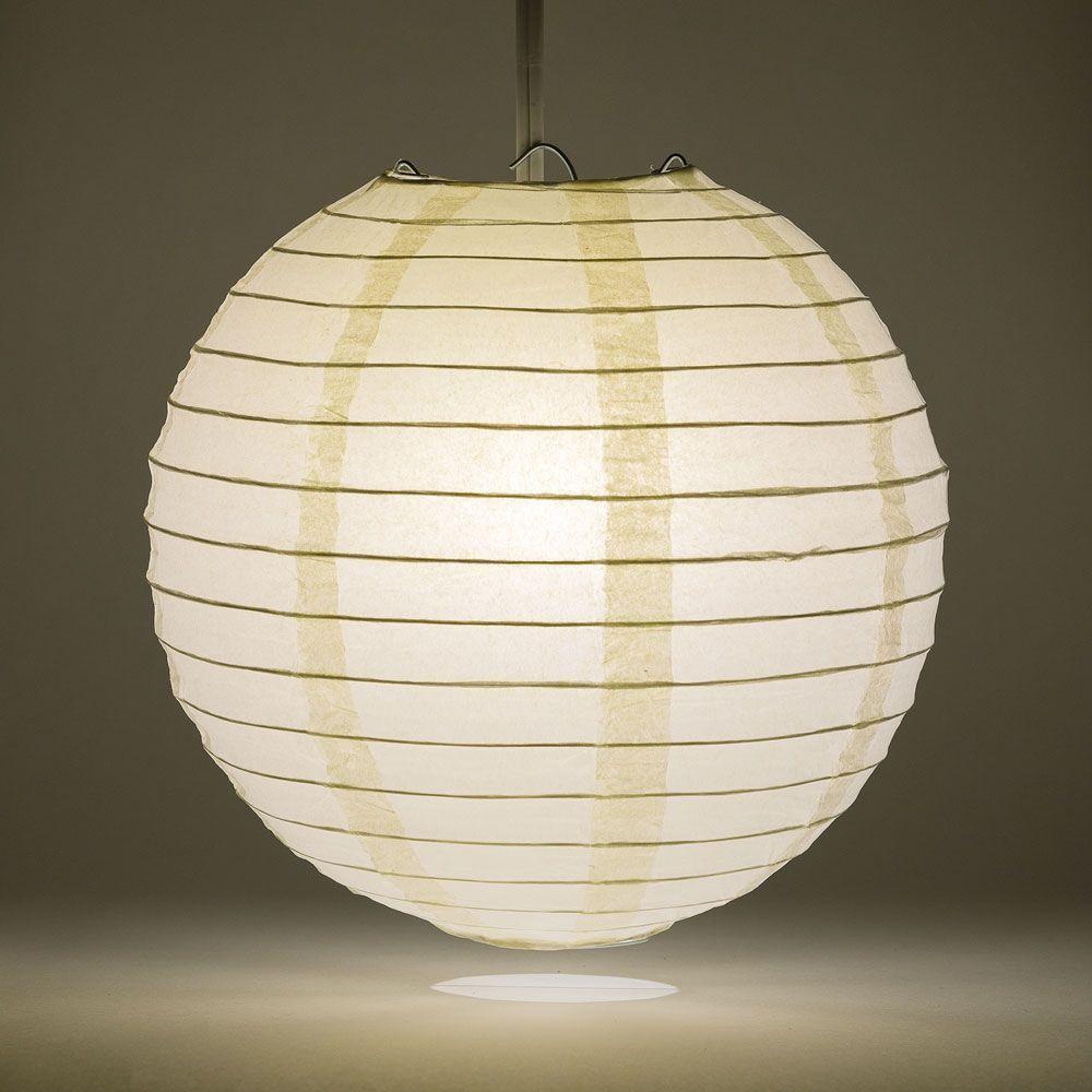 36&quot; Beige / Ivory Jumbo Round Paper Lantern, Even Ribbing, Chinese Hanging Wedding &amp; Party Decoration