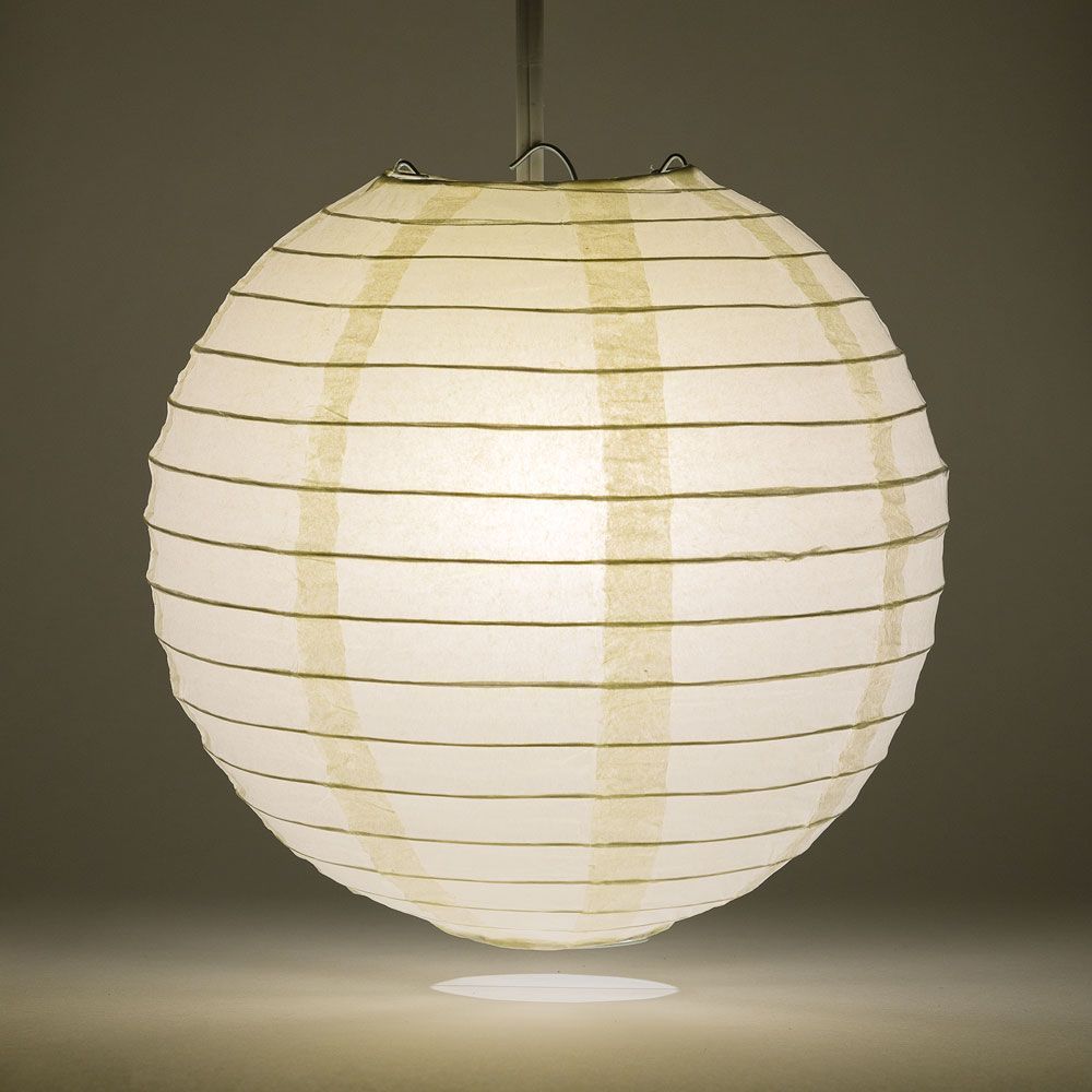 12" Beige / Ivory Round Paper Lantern, Even Ribbing, Chinese Hanging Wedding & Party Decoration - PaperLanternStore.com - Paper Lanterns, Decor, Party Lights & More