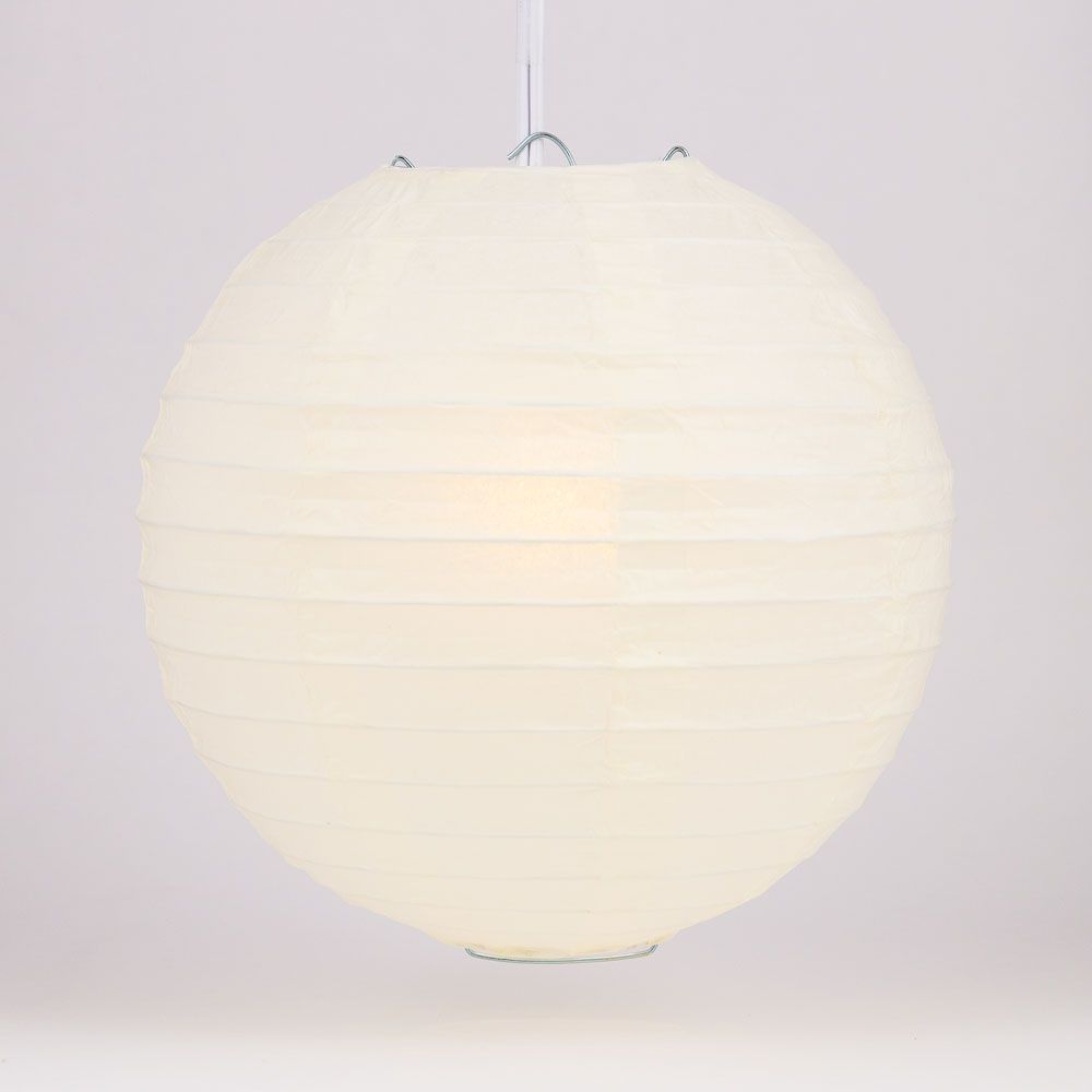 4" Beige / Ivory Round Paper Lantern, Even Ribbing, Hanging Decoration (10 PACK) - PaperLanternStore.com - Paper Lanterns, Decor, Party Lights & More
