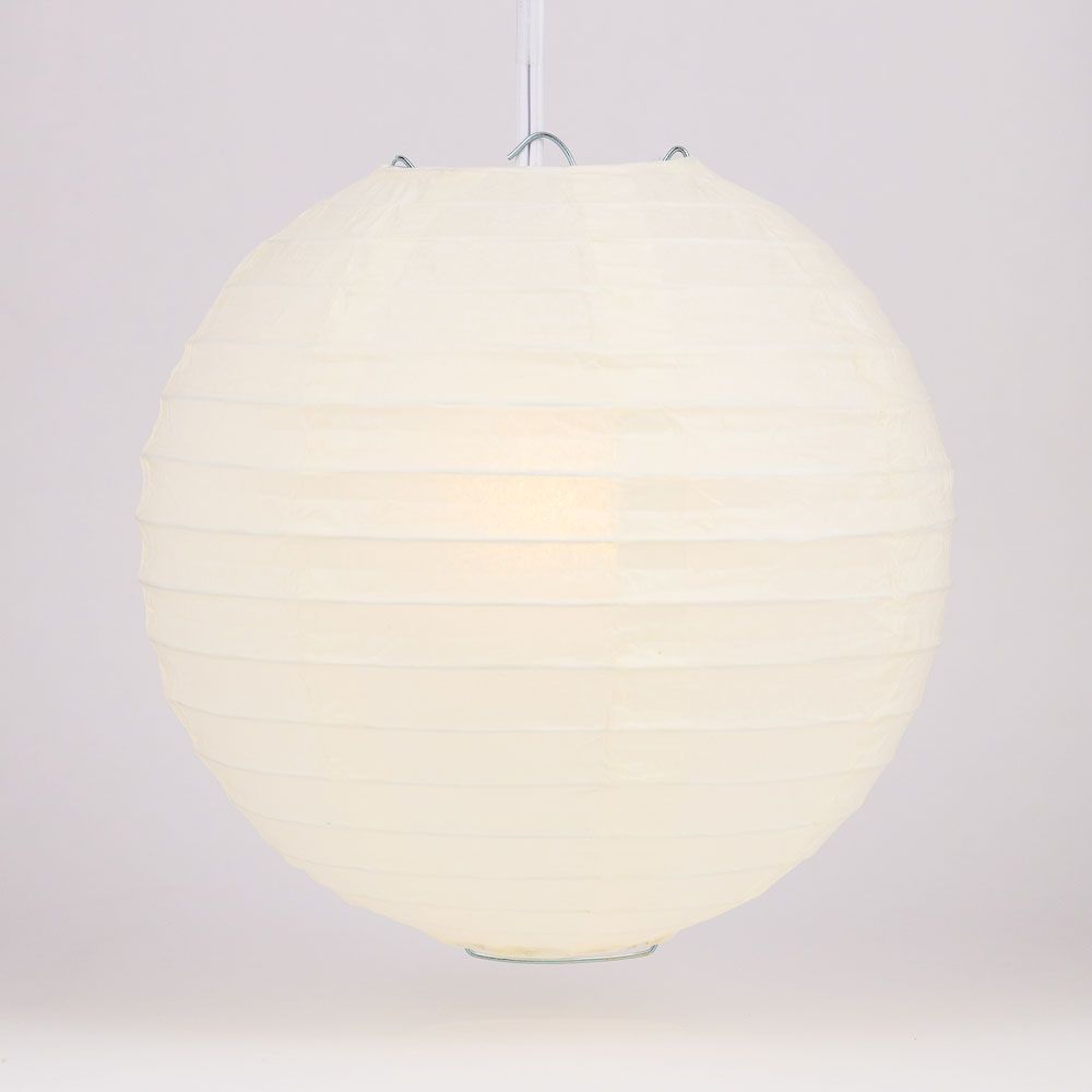 20&quot; Beige / Ivory Round Paper Lantern, Even Ribbing, Chinese Hanging Wedding &amp; Party Decoration - PaperLanternStore.com - Paper Lanterns, Decor, Party Lights &amp; More
