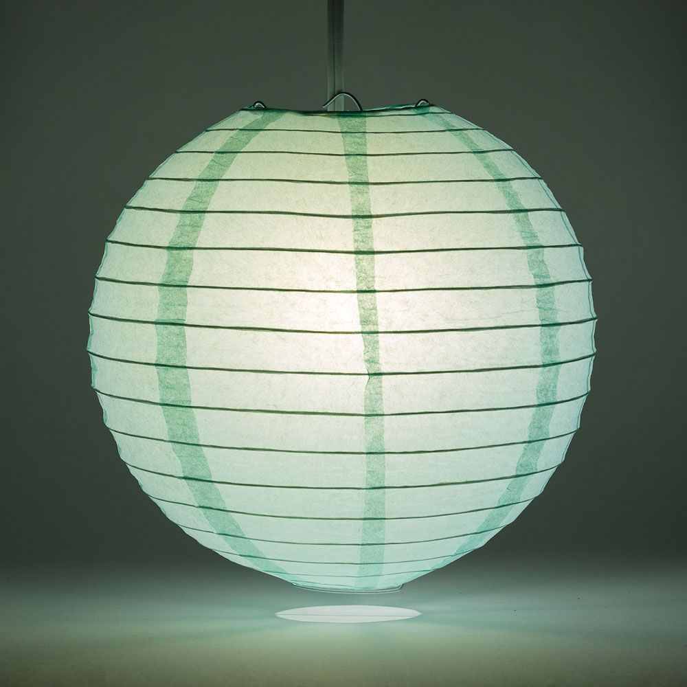 14" Cool Mint Green Round Paper Lantern, Even Ribbing, Chinese Hanging Wedding & Party Decoration - PaperLanternStore.com - Paper Lanterns, Decor, Party Lights & More