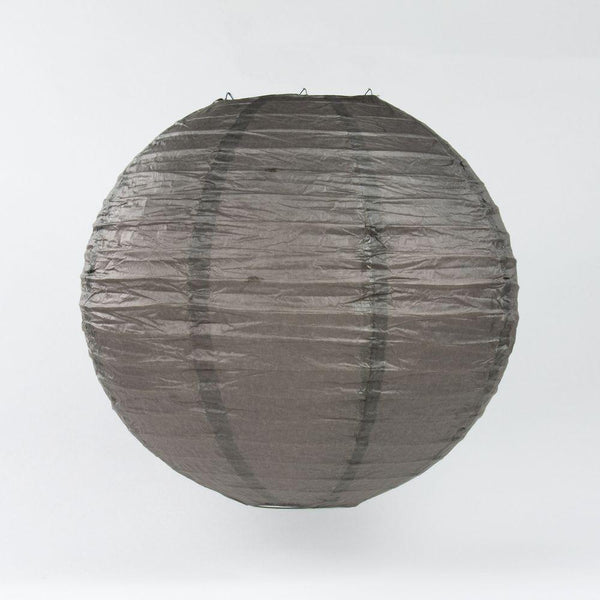 30" Driftwood Grey Jumbo Round Paper Lantern, Even Ribbing, Chinese Hanging Wedding & Party Decoration